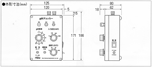 pH檢查器外部尺寸